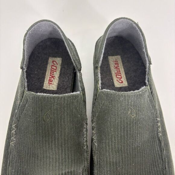 Olukai Green Ribbed Sweater Moloa 'ie Slippers Men's Size 9 - Picture 5 of 13